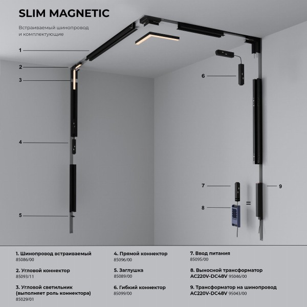 Slim Magnetic R03 Трековый светильник 20W 3000K черный 85013/01