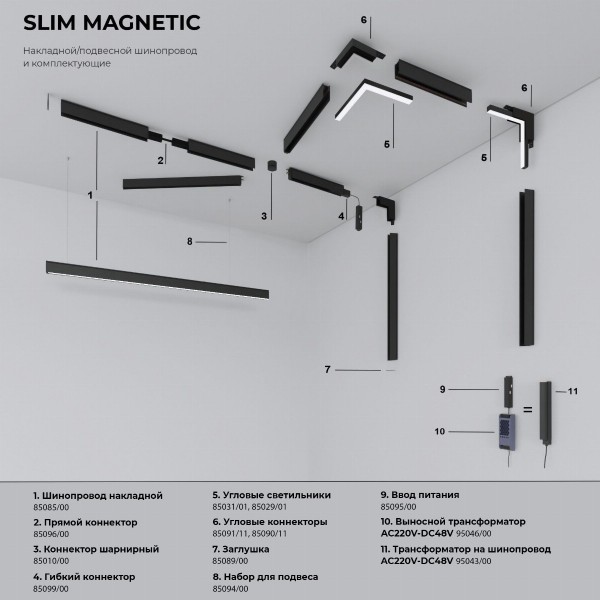 Slim Magnetic Заглушки для шинопровода в натяжной потолок 85204/00 черный 2 шт. 85206/00