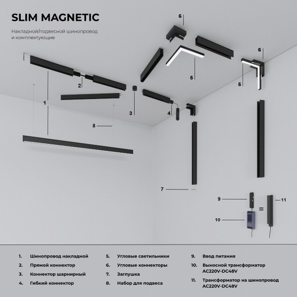 Соединительная планка узкая для шинопровода 1 шт. Slim Magnetic 85100/00