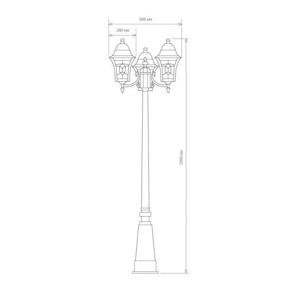 Уличный трехрожковый светильник на столбе IP44 Altair F/3 черное золото