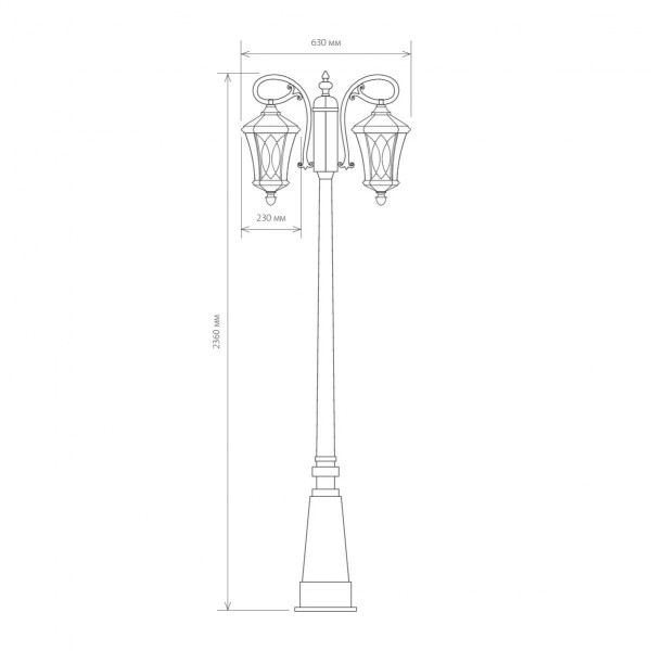 Virgo F/2 черное золото уличный двухрожковый светильник на столбе IP44 GLXT-1450F/2